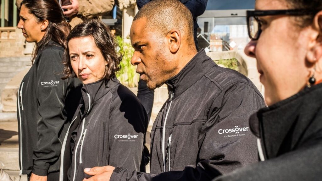 Crossover team managing a corporate event in Barcelona