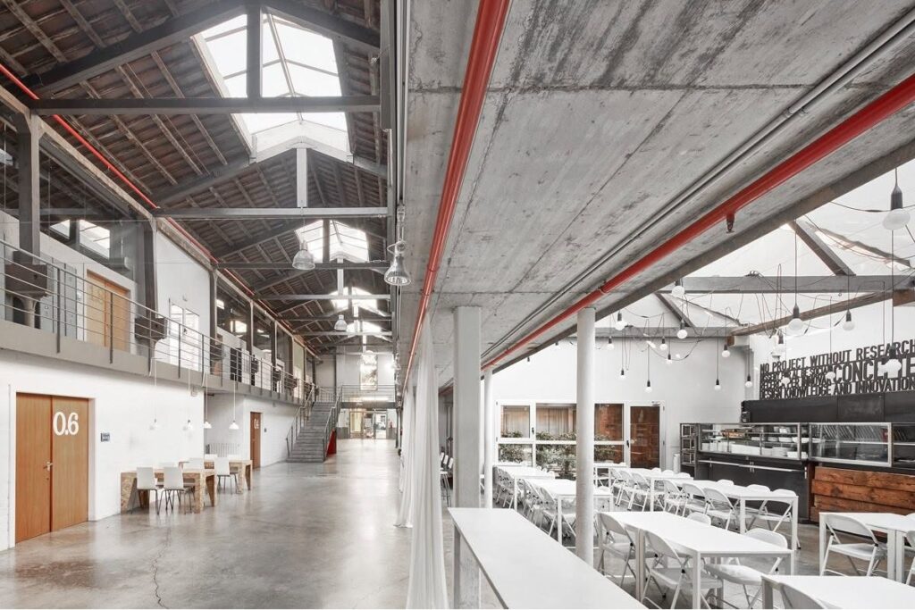 Event venue in a Barcelona  Poblenou neighbourhood showing the former warehouse legacy