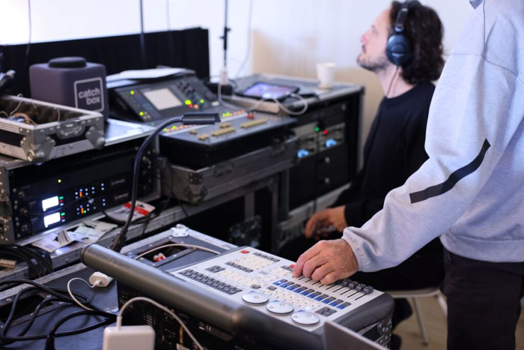 Technical production setup for a corporate event in Spain