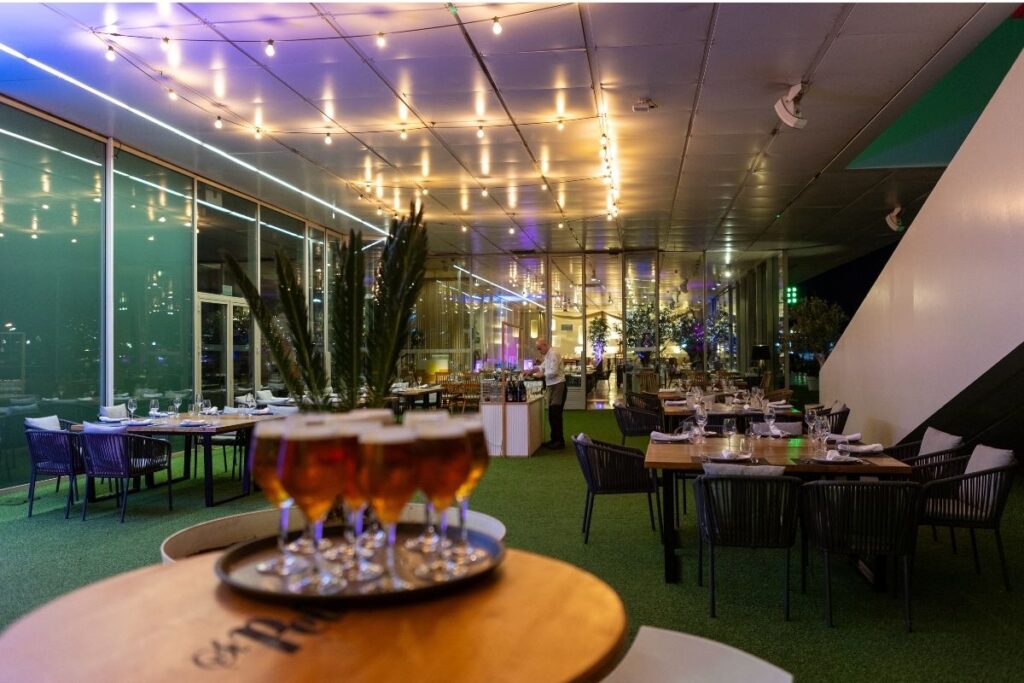 Private dining space set up for a corporate welcome dinner in Valencia