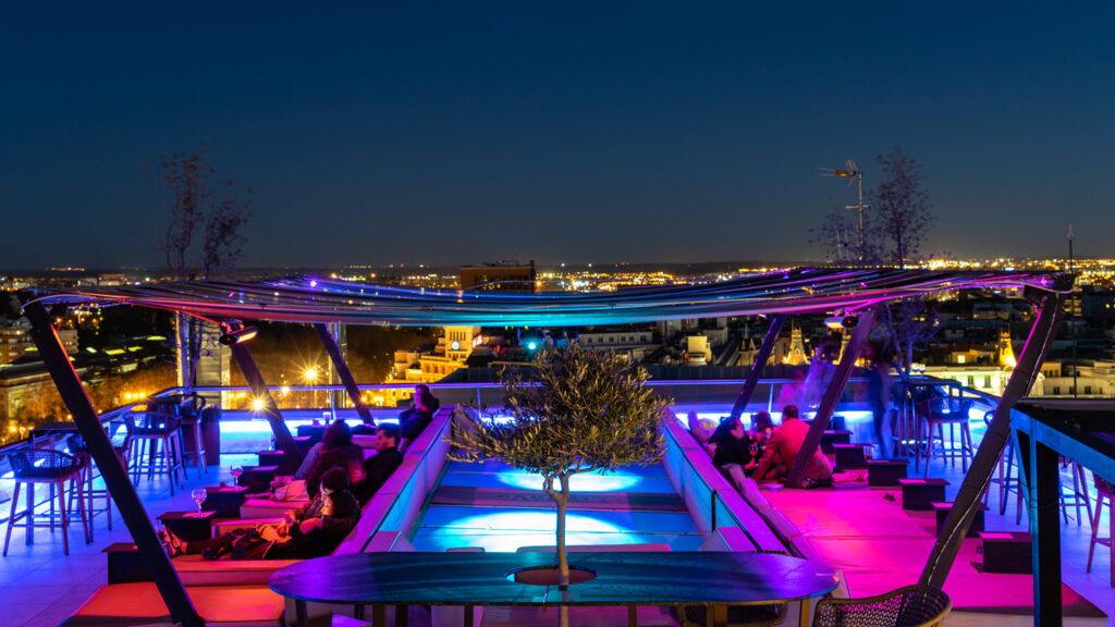 Private rooftop dining with Madrid skyline views, exclusive corporate incentive culinary experience