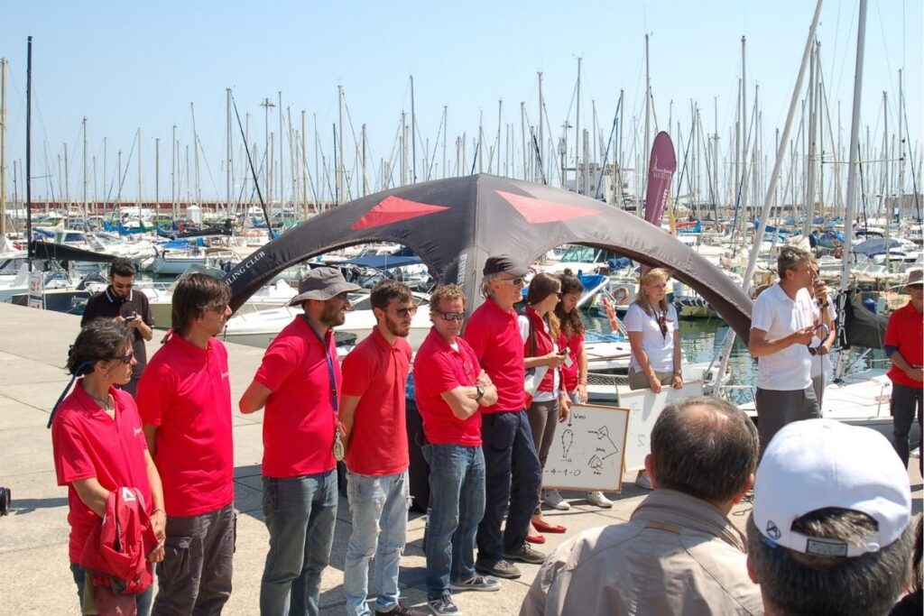 Colleagues and  instructors debriefing after an outdoor group activity